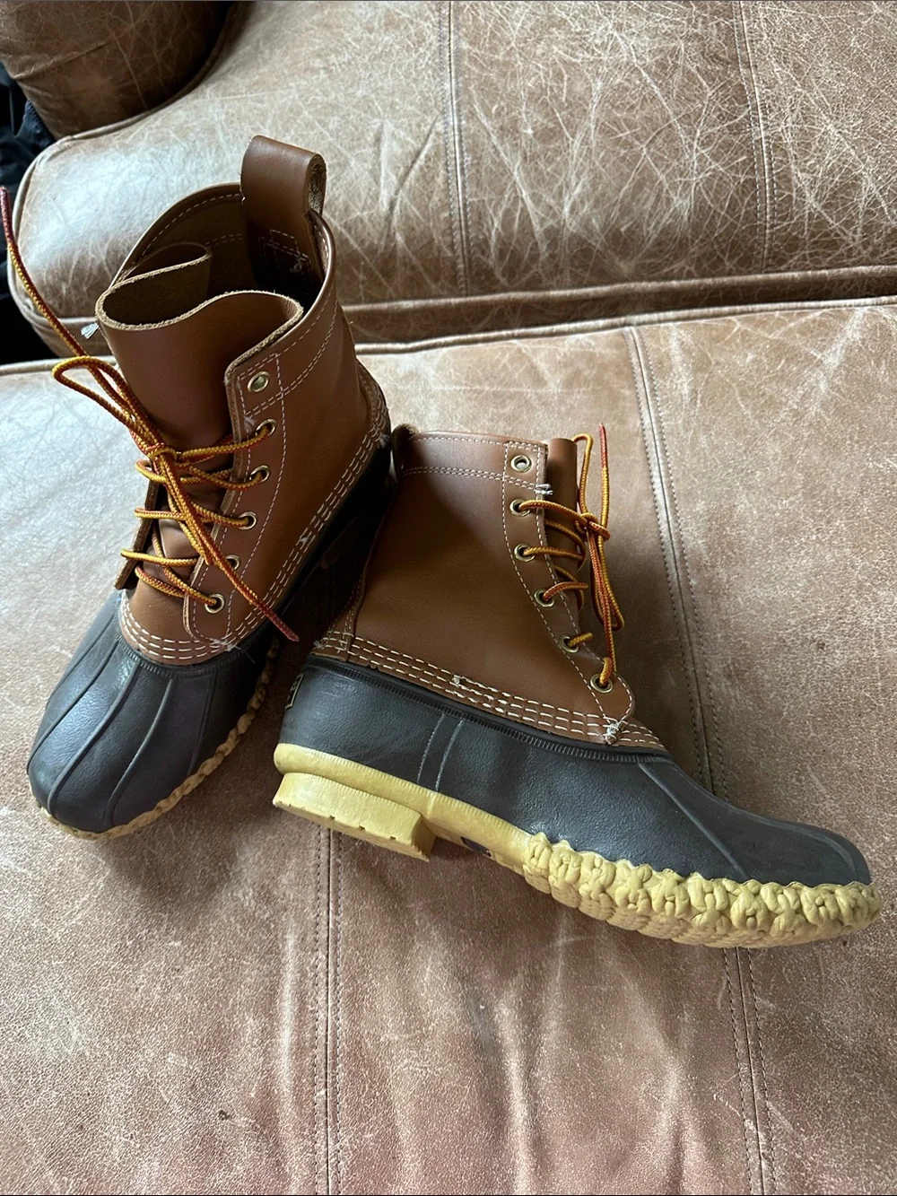 L.L. Bean Brown and Black Leather Duck Boots